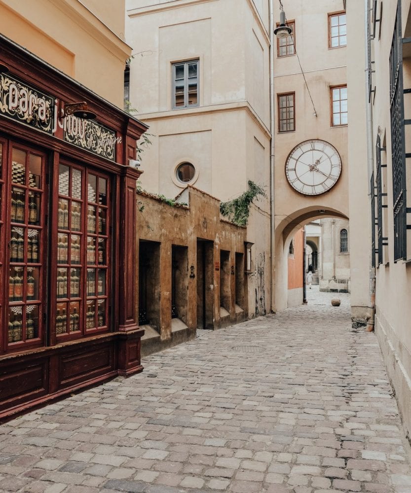 Street of Lviv, Ukraine - Large Clock