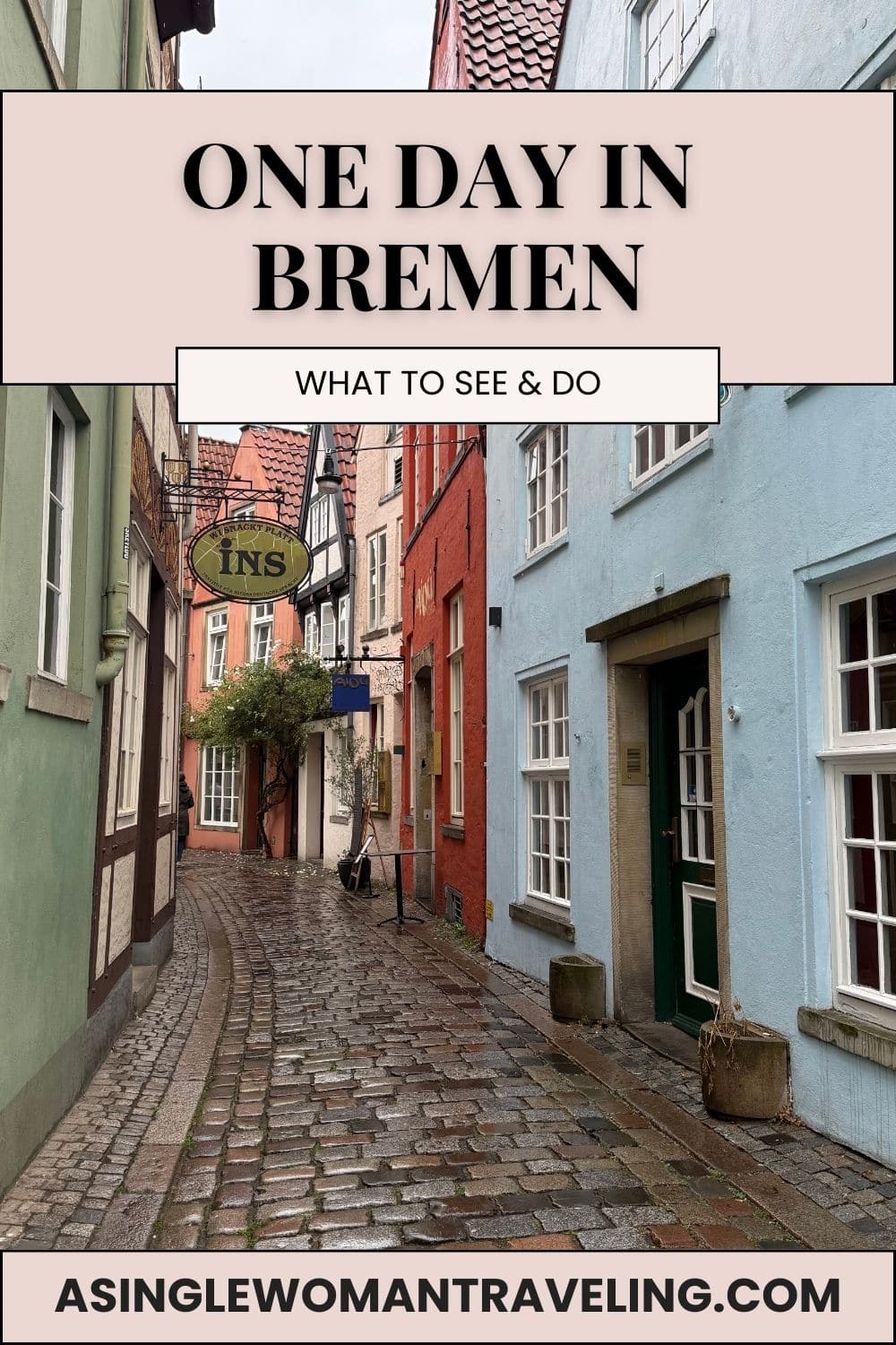 One day in Bremen walking through the colorful cobblestone streets of the Schnoor Quarter in Bremen Germany