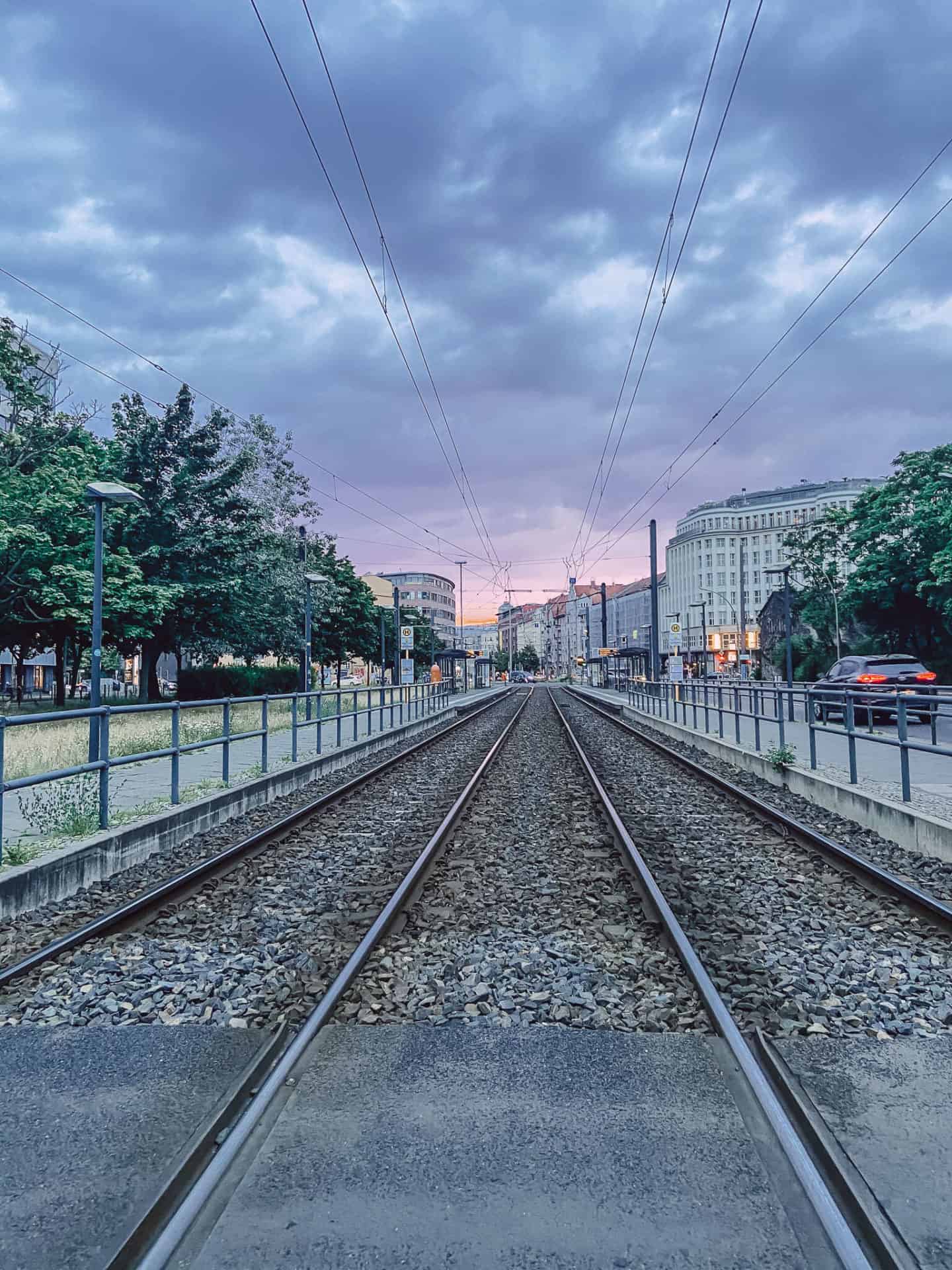 Train tracks running through Berlin. German Freelance Visa Application.