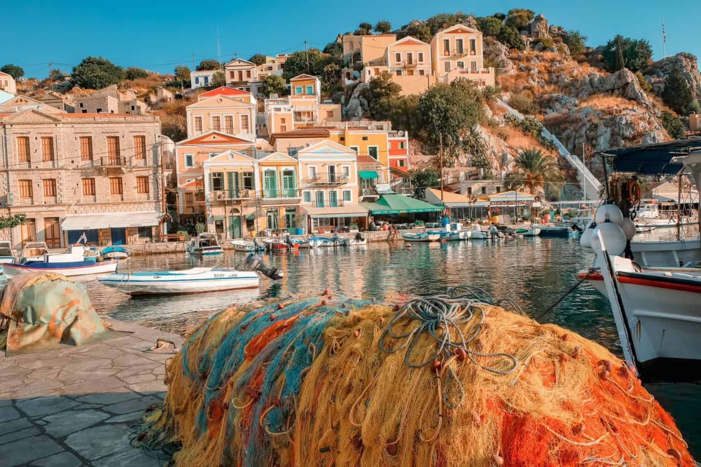 Rhodes To Symi Greece Travel Guide. Image of the coast in Symi Greece.
