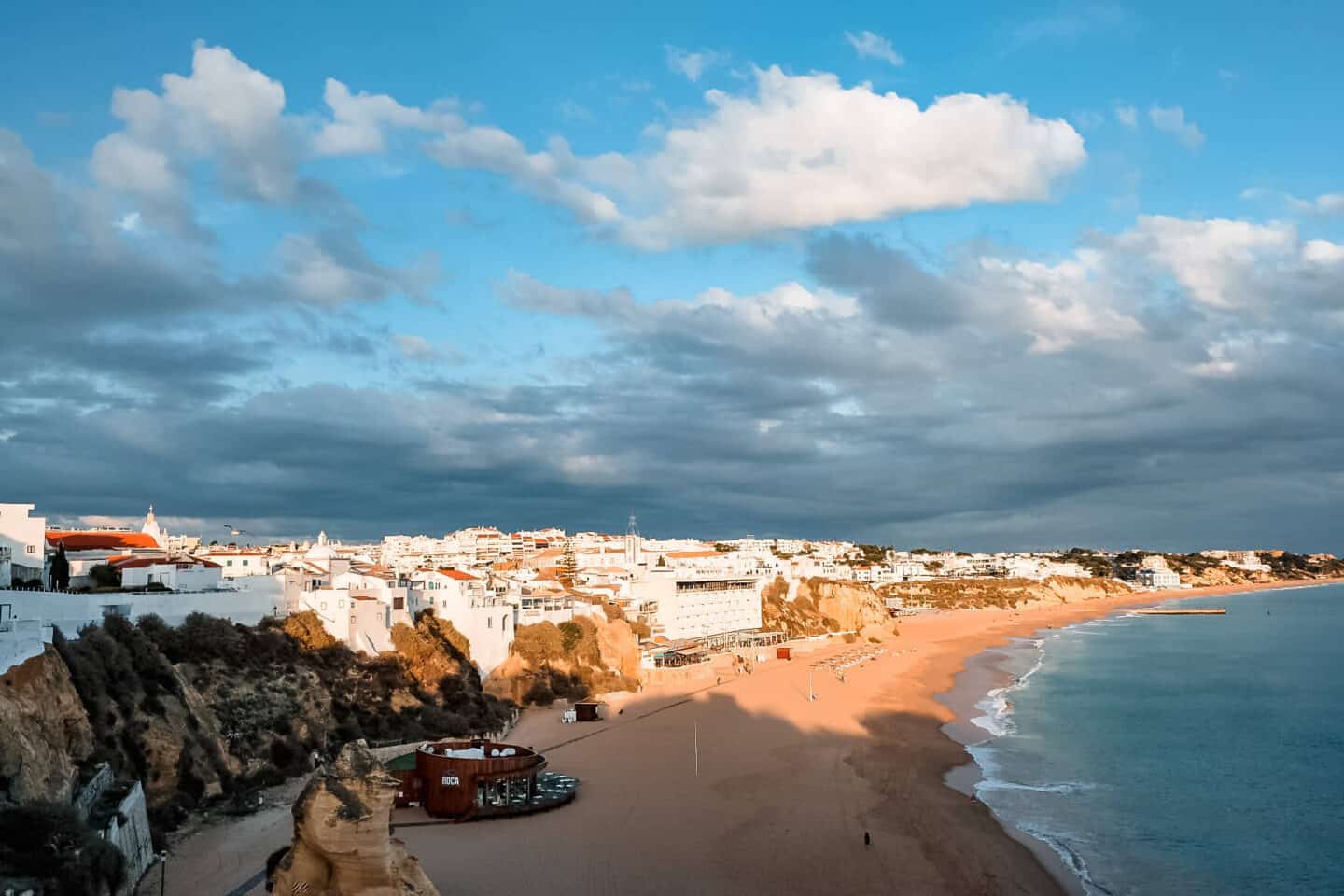 How Far is Albufeira From Faro? View of the coastline in Albuferia, Portugal.
