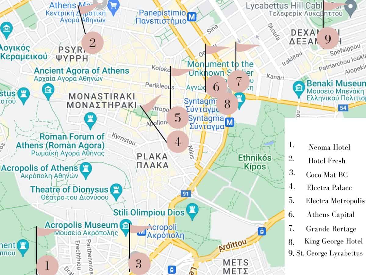Athens Rooftop Hotel Map