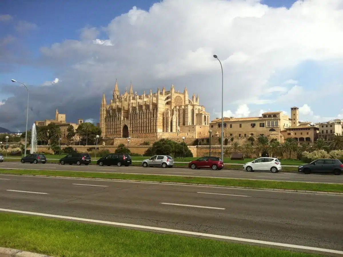 Driving in the city of Palma in Mallorca