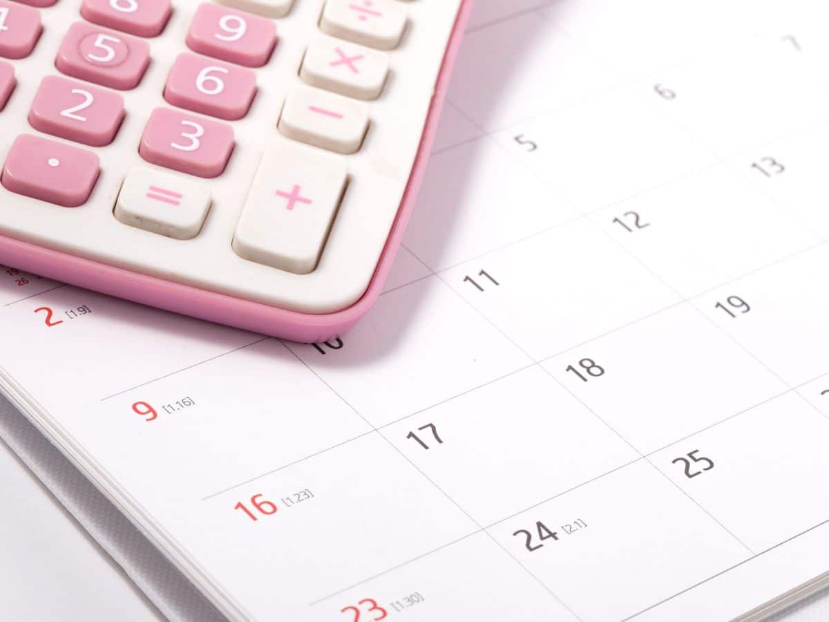 a calculator and calendar for travel budget