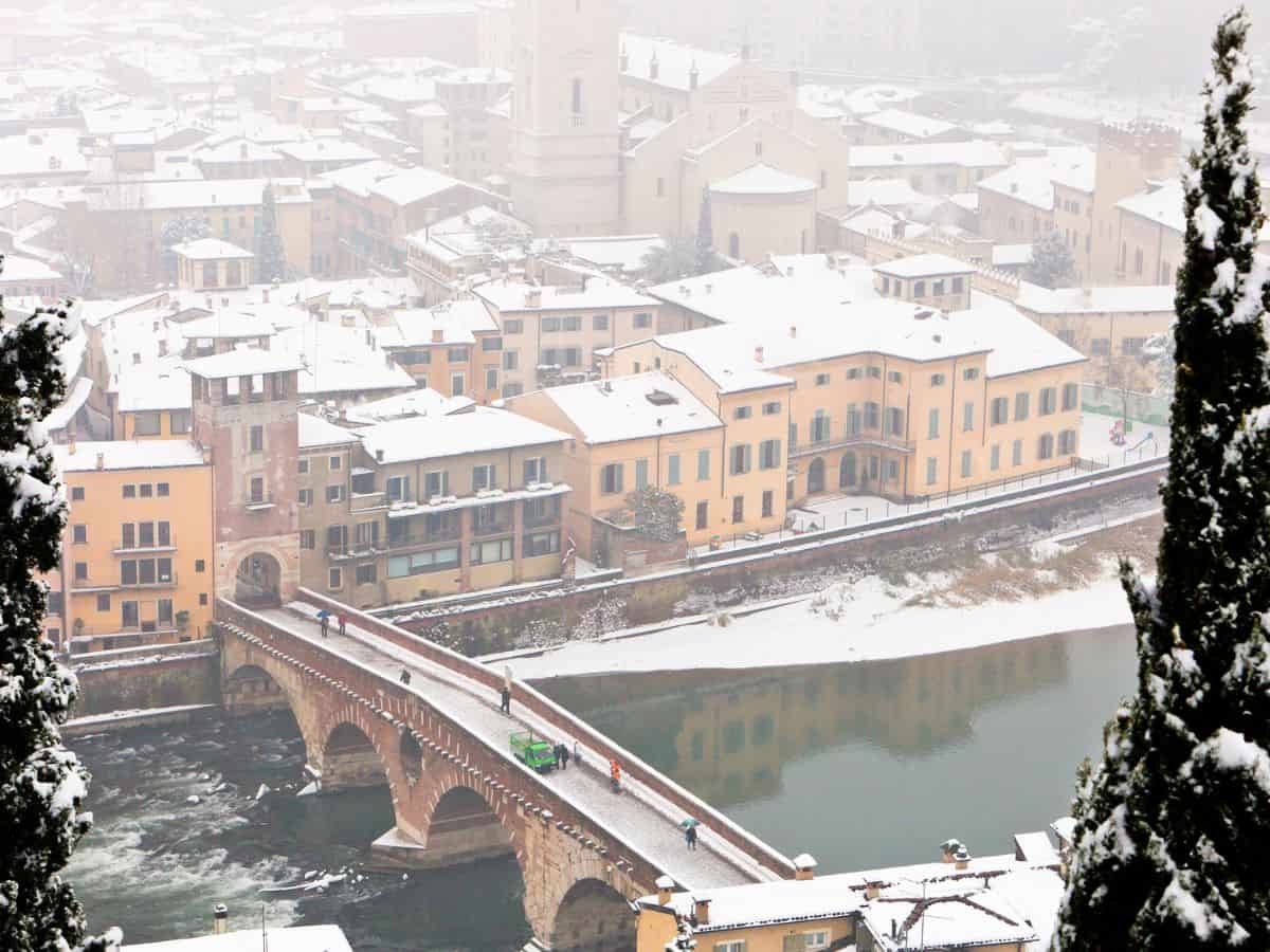 a snow covered village of verona.