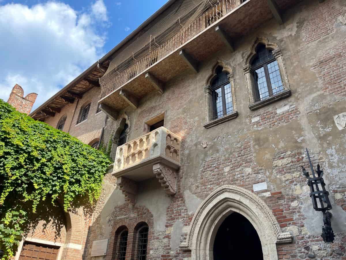 A the building of Juliet's House and Famous Balcony in Verona