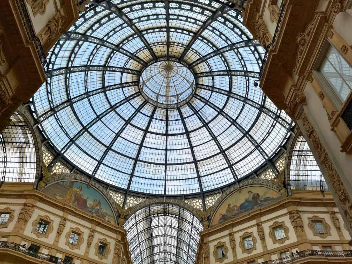 The interior glass ceiling in Galleria Vittorio Emmanuelle
