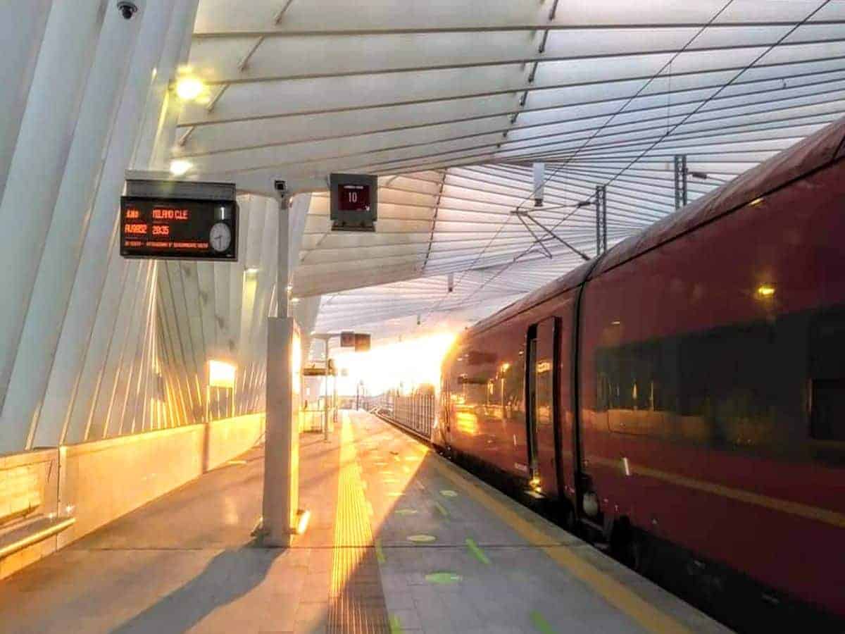 A picture of a train at a station going from Verona to Florence