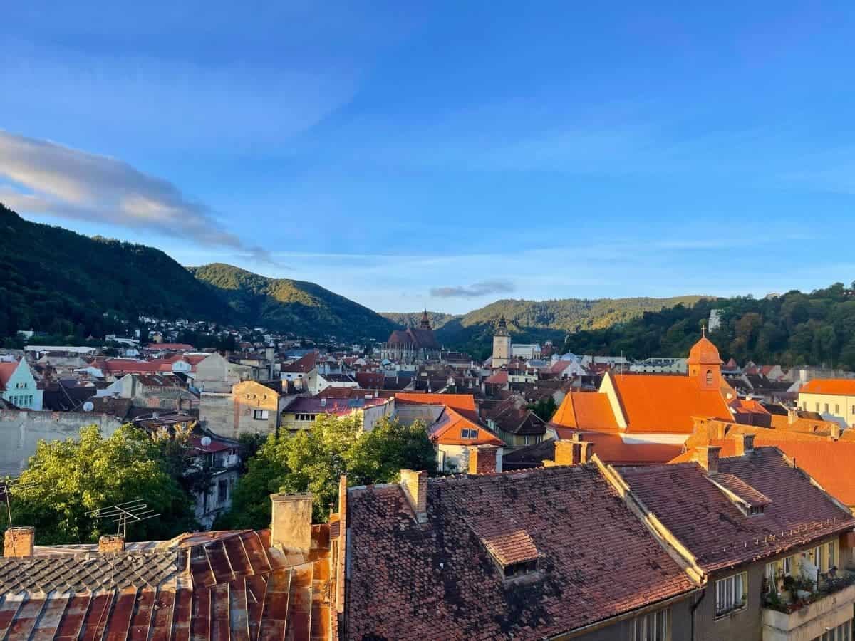 Solo travel in October to Romania and getting a picture of the city of Brasov from above