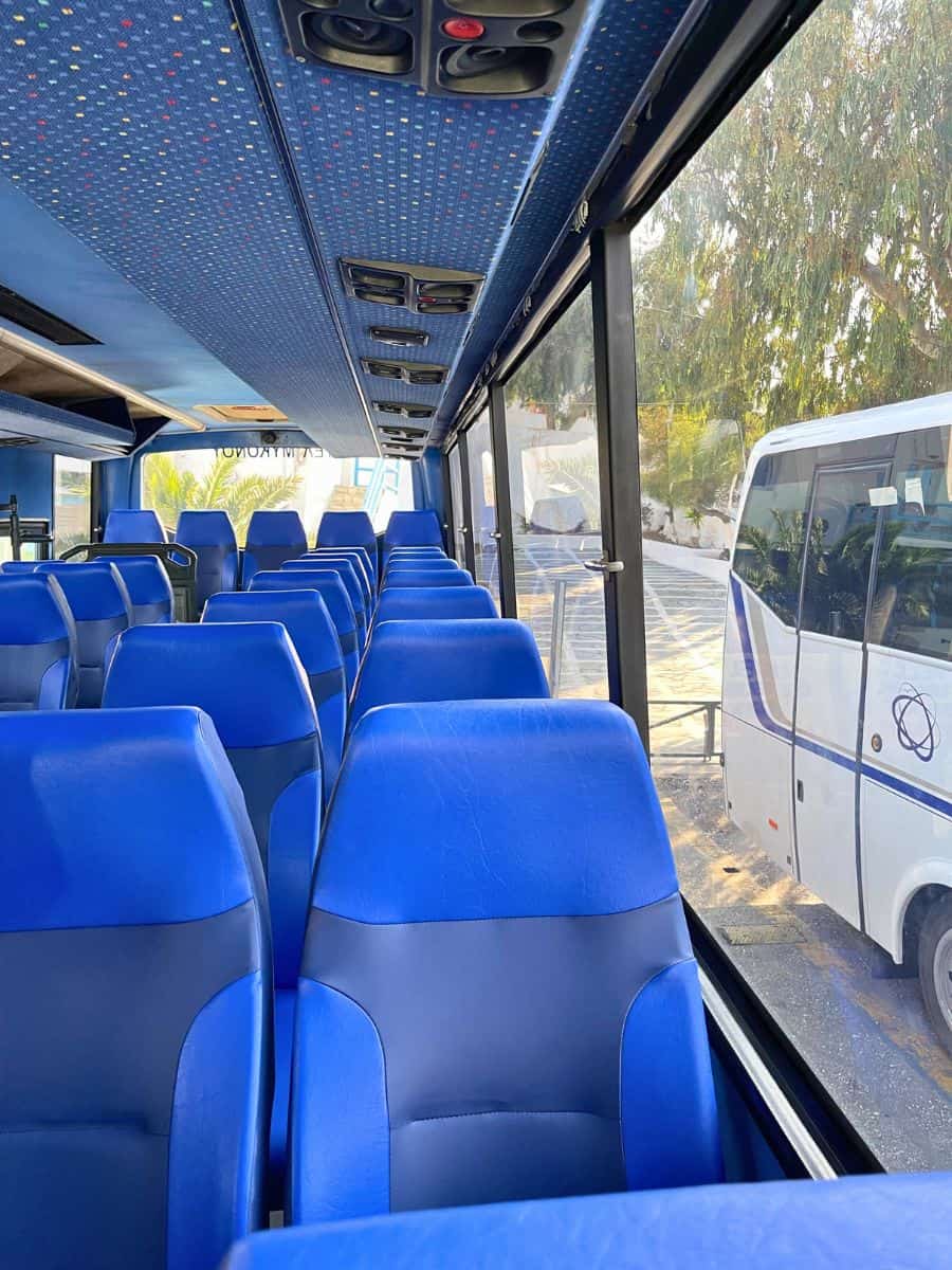 Bus seats on bus for solo travel mykonos