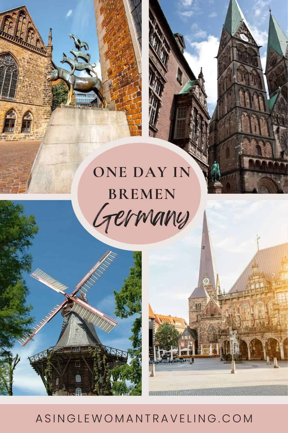 A vibrant montage highlighting Bremen's diverse highlights, including the serene Bürgerpark, the historical Bottcherstraße, and the charming medieval structures of the Schnoor neighborhood
