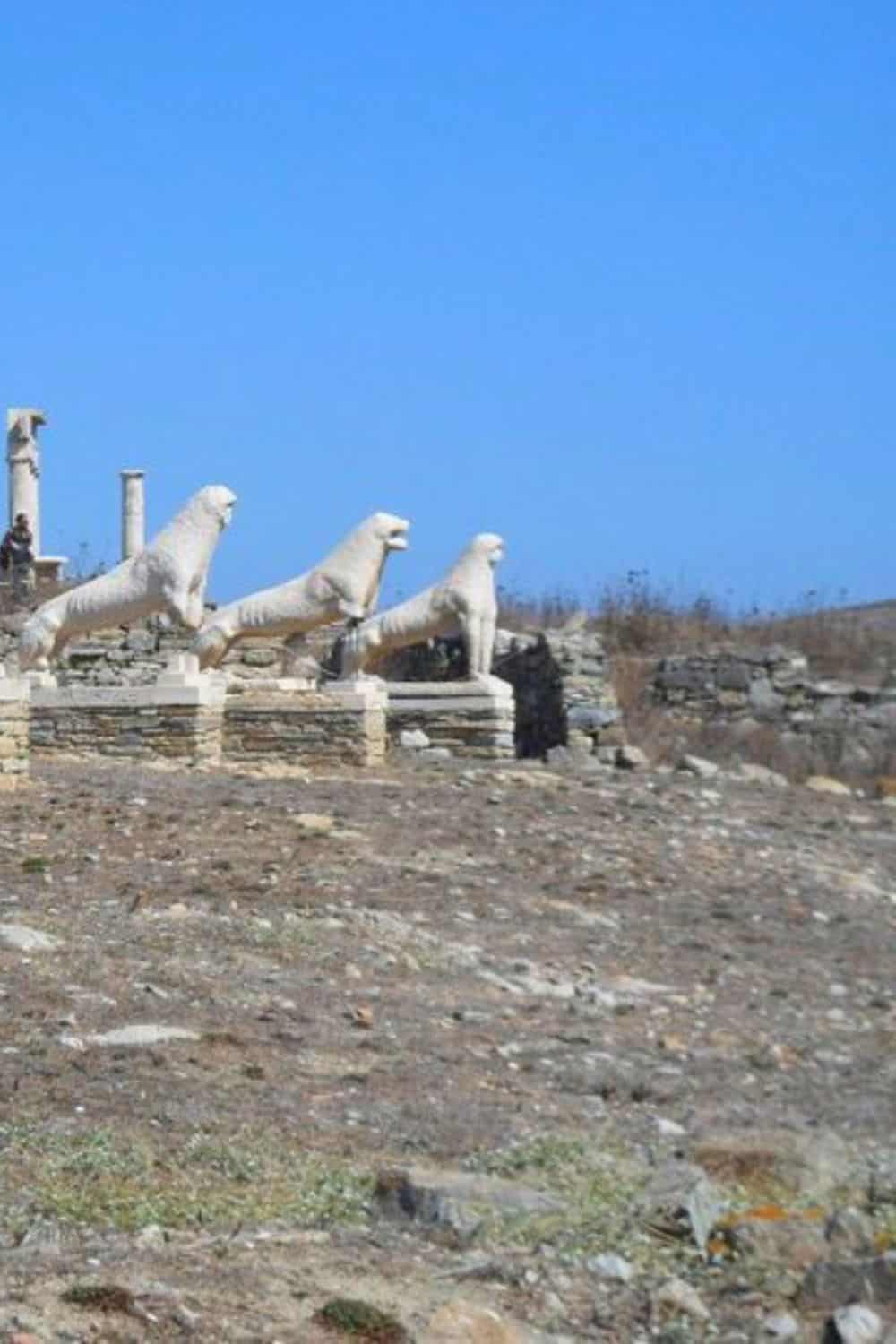 Statues of lions in a row in Delos