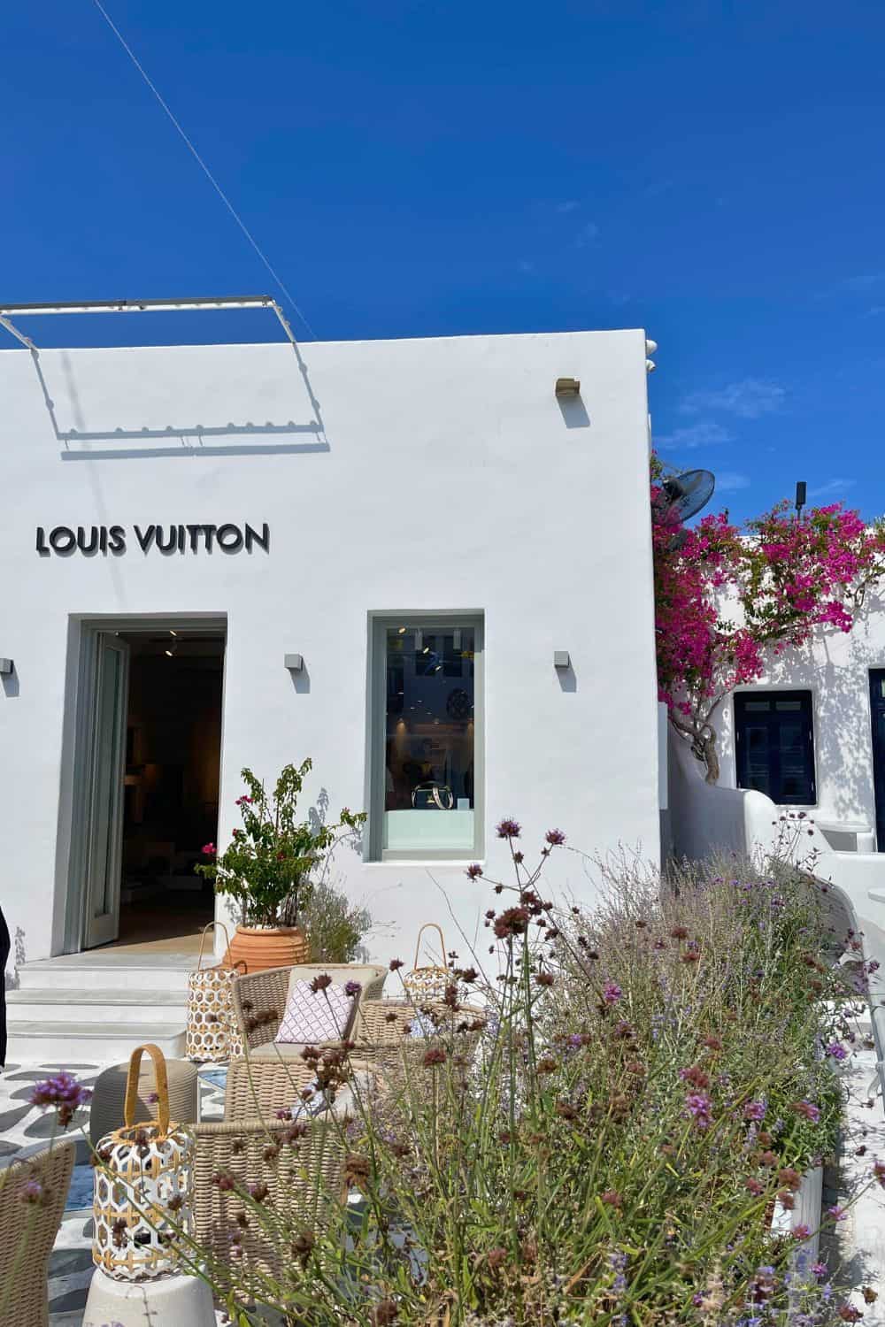 The exterior of the Louis Vuitton Store in Mykonos. 