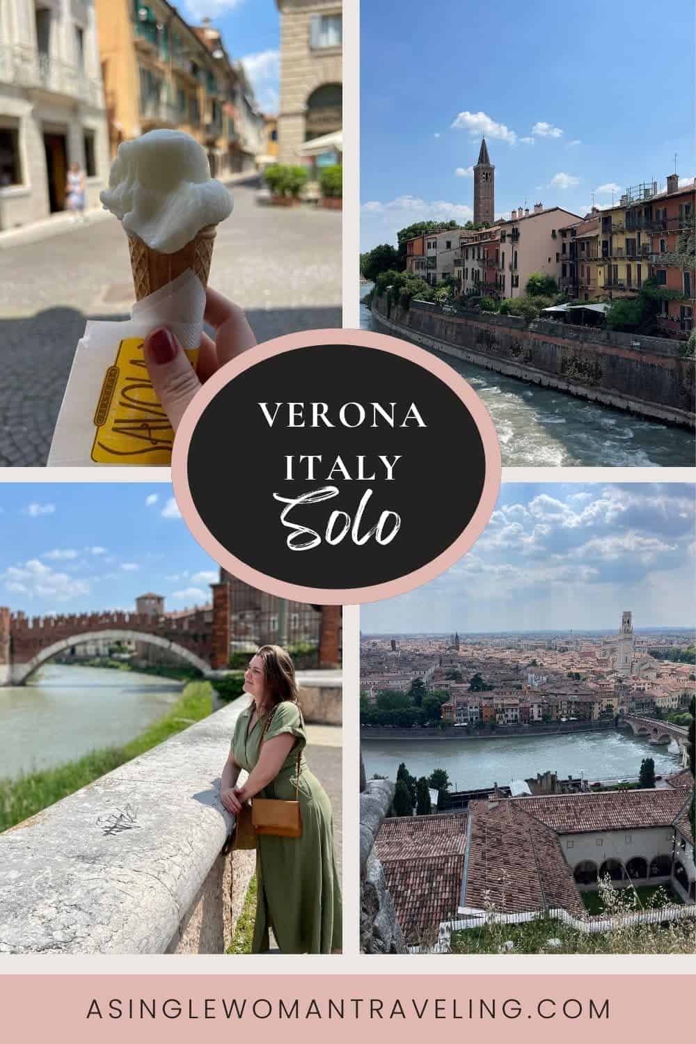 Collage of places in Verona, Italy for pinterest pin
