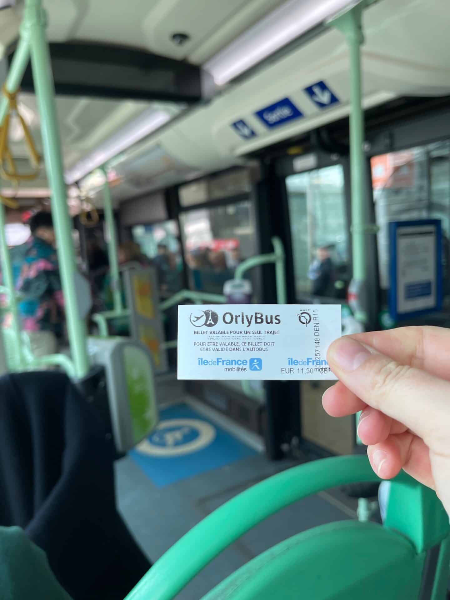 Picture of the bus ticket in Paris.