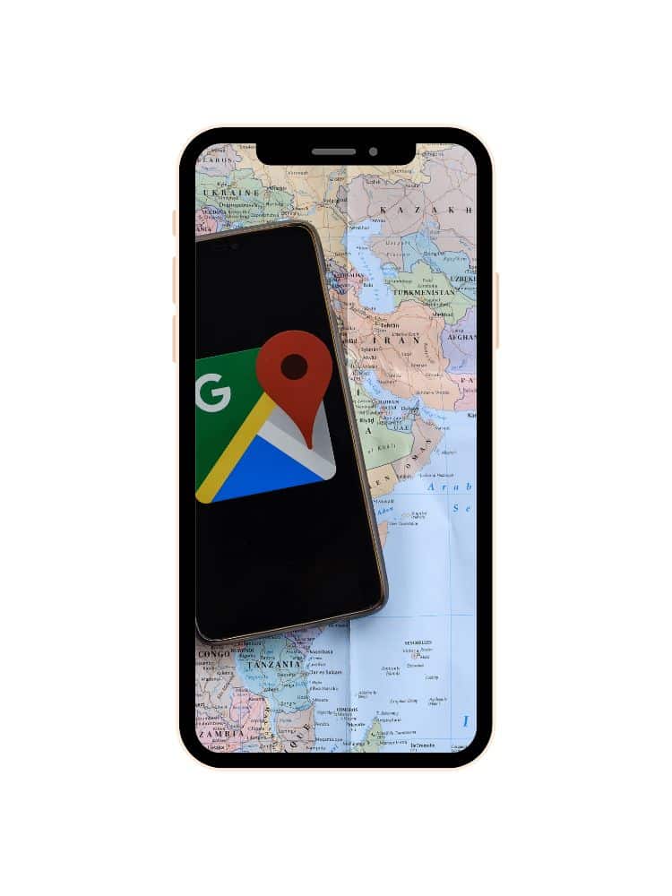 a cell phone with google maps on it