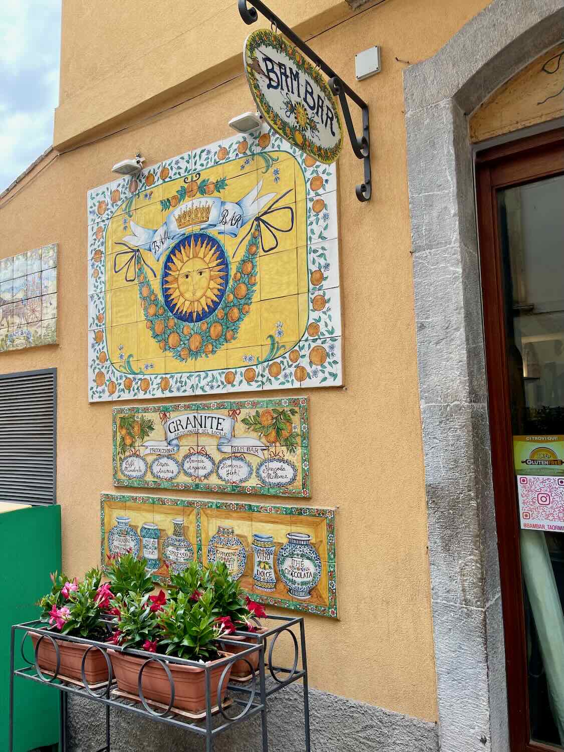 Exterior of Bam Bar cafe in Taormina. 