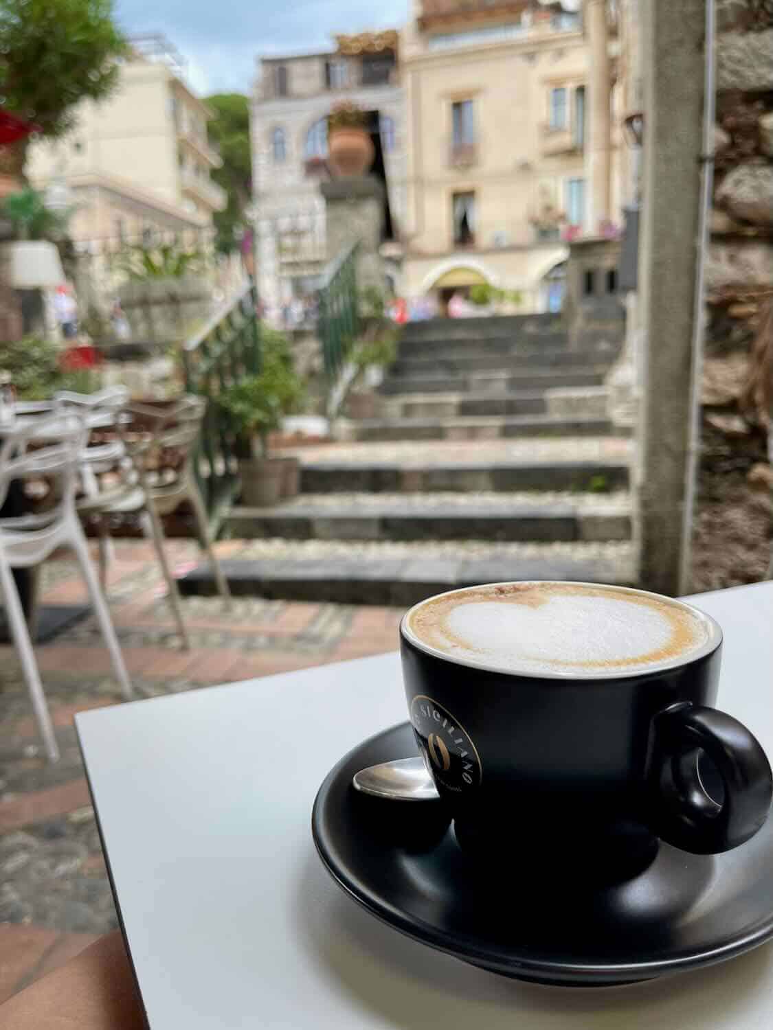 Coffee at Caffe dell Duomo in Taormina.