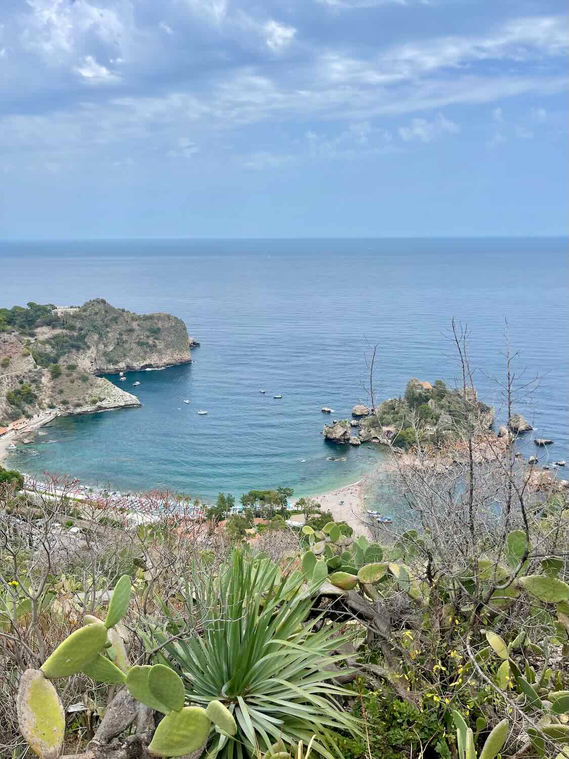 A view of the Isola bella in Taormina. 