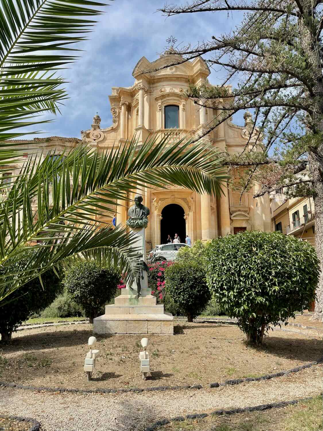 Close up of the beautiful Baroque buildings in Noto