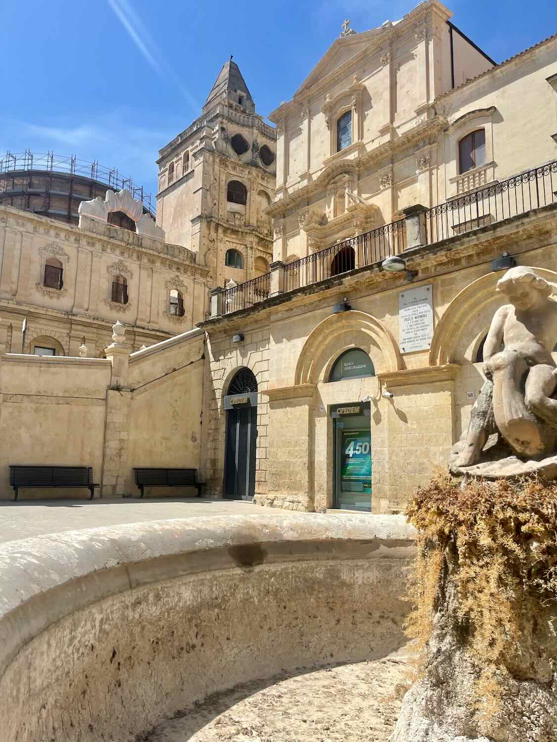 Side view of the beautiful churches in Noto. 