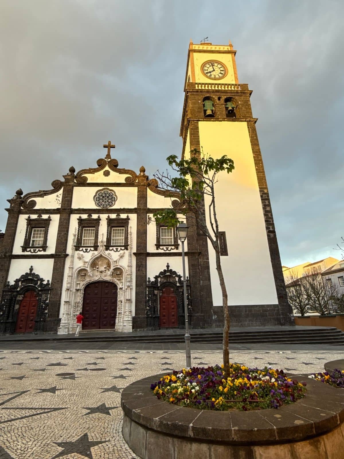 Church with clock tower in Ponta Delgada, S&atilde;o Miguel, Azores
