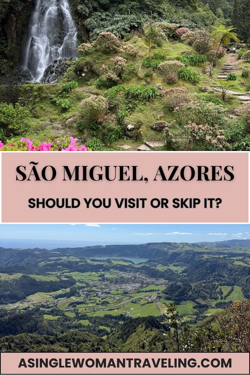 Coastal cliffs and green hills in S&atilde;o Miguel Azores with &ldquo;Is S&atilde;o Miguel worth visiting&rdquo; text