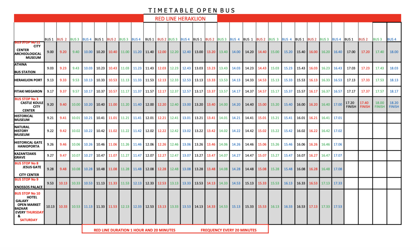 bus schedule palace of knossos